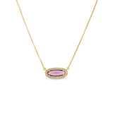 Oblong Simulated Pink Necklace