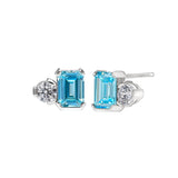 March Emerald Cut Birthstone Earrings