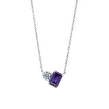 February Emerald Cut Birthstone Necklace