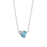 March Emerald Cut Birthstone Necklace