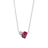 July Emerald Cut Birthstone Necklace