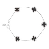 Black Onyx Clover Station Bracelet
