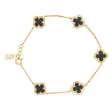 Black Onyx Clover Station Bracelet