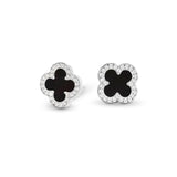 Black Onyx Clover Stud Earrings