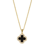 Black Onyx Clover Pendant