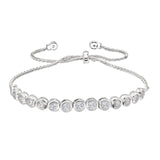 Round Bezel Set Simulated Diamond Bolo Bracelet