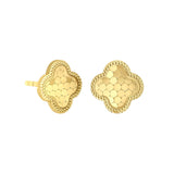 Diamond Cut Sequin Pattern Clover Stud Earrings