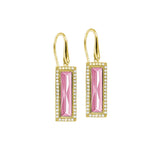 Rectangle Birthstone Drop Earrings - October
