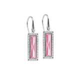 Rectangle Birthstone Drop Earrings - October