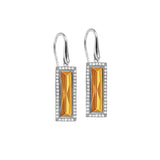 Rectangle Birthstone Drop Earrings - November