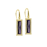 Rectangle Birthstone Drop Earrings - February