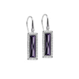 Rectangle Birthstone Drop Earrings - February