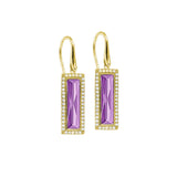 Rectangle Birthstone Drop Earrings - June