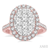2 Ctw Oval Shape Diamond Lovebright Ring in 14K Rose and White Gold