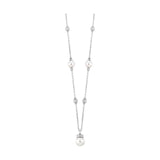 14Kt White Gold Diamond 1/4Ctw & Pearl Necklace