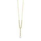 14Kt Yellow Gold Diamond 1/3Ctw & Pearl Necklace