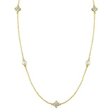 14Kt Yellow Gold Diamond 1/6Ctw & Pearl Necklace