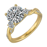 14Kt Yellow Semi Mount 5/8Ctw For 2Ct Round Center