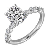 14Kt White Semi Mount 1/3Ctw For 2Ct Oval Center