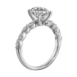 14Kt White Semi Mount 1/3Ctw For 2Ct Oval Center