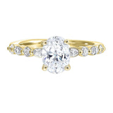 14Kt Yellow Semi Mount 1/3Ctw For 2Ctw Oval Center