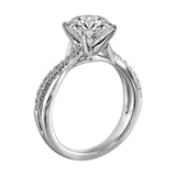 14Kt White Semi Mount 1/7Ctw For 2Ctw Round Center