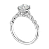 14Kt White Semi Mount 1/10Ctw For 1Ctw Oval Center