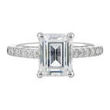14Kt White Semi Mount 1/2Ctw For 3Ctw Emerald Cut Center