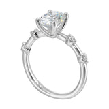 14Kt White Semi Mount 1/8Ctw For 2Ctw Oval Center