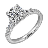 14Kt White Semi Mount 3/8Ctw For 1 1/2Ctw Round Center