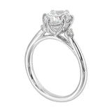 14Kt White Semi Mount 1/15Ctw For 2Ctw Oval Center