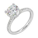 14Kt White Semi Mount 1/4Ctw For 2Ctw Round Center