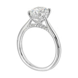 14Kt White Semi Mount 1/5Ctw For 2Ct Oval Center