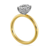 14Kt White Yellow Semi Mount 1/15Ctw For 2Ctw Oval Center
