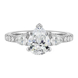 14Kt White Semi Mount 1/2Ctw For 2Ctw Pear Center