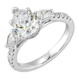 14Kt White Semi Mount 1/2Ctw For 2Ctw Pear Center