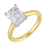 14Kt White Yellow Semi Mount 1/12Ctw For 2 1/2Ct Emerald Cut Center