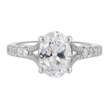 14Kt White Semi Mount 1/3Ctw For 2Ct Oval Center