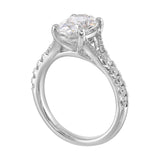 14Kt White Semi Mount 1/3Ctw For 2Ct Oval Center