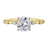 14Kt White Yellow Semi Mount 1/4Ctw For 1 1/2Ct Round Center