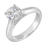 14Kt White Semi Mount 1/20Ctw For 1 1/2Ct Round Center