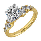 14Kt White Yellow Semi Mount 1/2Ctw For 1 1/2Ct Round Center