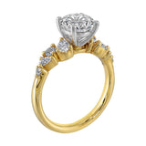 14Kt White Yellow Semi Mount 1/2Ctw For 1 1/2Ct Round Center