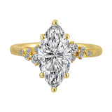 14Kt Yellow Semi Mount 1/6Ctw For 2Ct Maquise Center