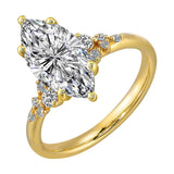 14Kt Yellow Semi Mount 1/6Ctw For 2Ct Maquise Center