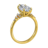 14Kt Yellow Semi Mount 1/6Ctw For 2Ct Maquise Center