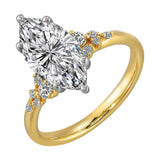 14Kt White Yellow Semi Mount 1/6Ctw For 2Ct Marquise Center