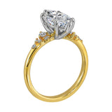 14Kt White Yellow Semi Mount 1/6Ctw For 2Ct Marquise Center