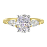 14Kt White Yellow Semi Mount 1/2Ctw For 2Ct Oval Center