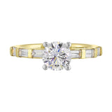 14Kt White Yellow Semi Mount 1/2Ctw For 1Ct Round Center